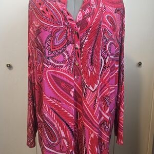 INC International Concepts Fuchsia Paisley Blouse